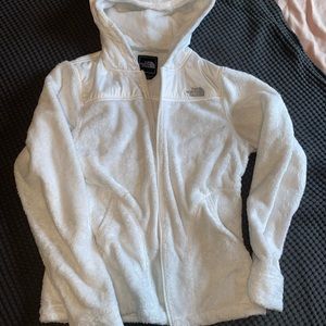 White Fuzzy North Face Jacket with Hood